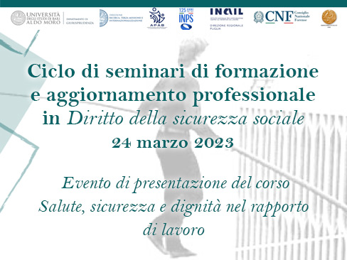 Presentazione dei seminari di formazione e aggiornamento professionale in Diritto della sicurezza sociale
